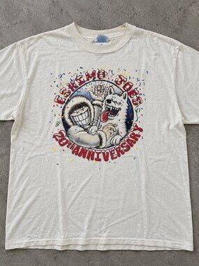 Vtg 1995 XL Eskimo Joe's 20th Anniv. Dual Side Graphic Single Stitch T Shirt